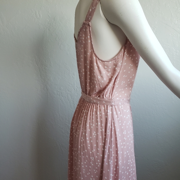 A New Day Dress Rose W/White Polka Dot | Sleeveless W/Waist Tie Sheath | Size: M - Picture 5 of 6
